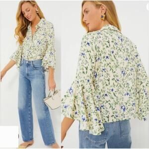 Tuckernuck Lapis Iris Norah Bell Sleeve Blouse Women's Sz S New Retail $198